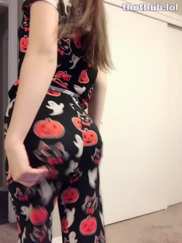 Emi teases in halloween pajamas & black panties