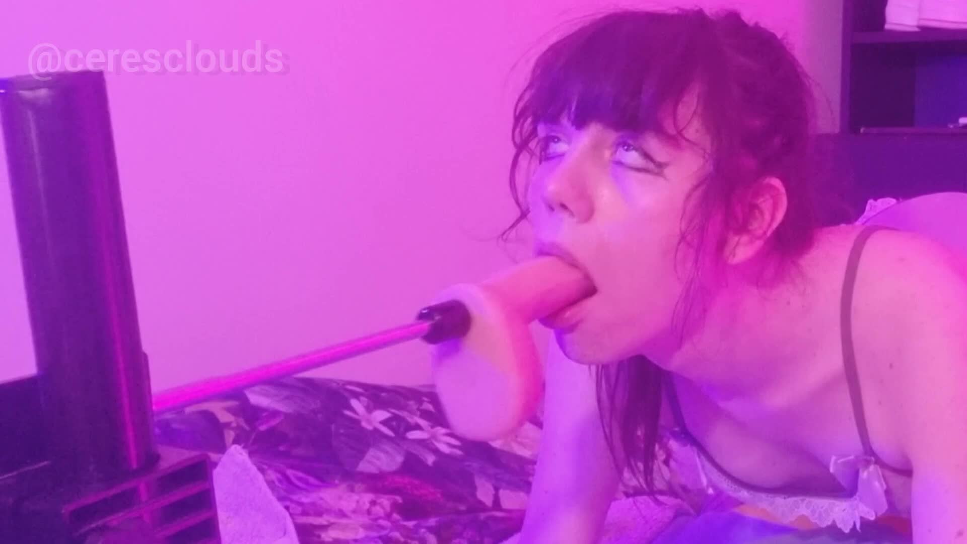 ceresclouds OnlyFans leaked Ceresclouds - Getting back into throatfuck training with some machine help.. on HDthot