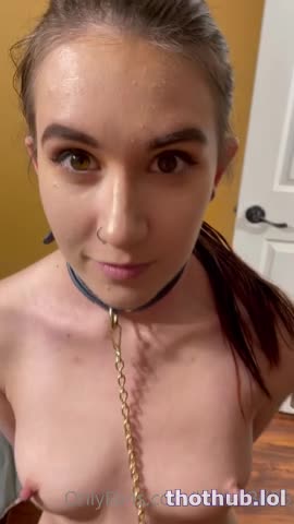 Little red  Collared in bathroom then fucked