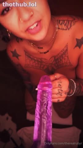 Ruby blowjob purple dildo