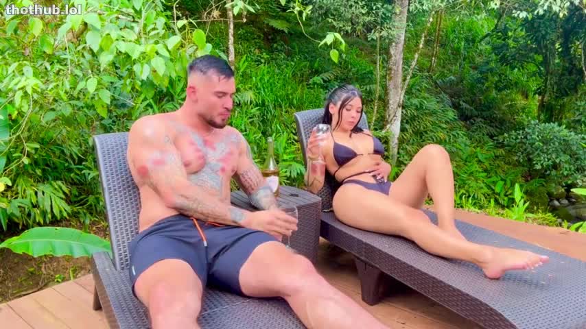 Savina Sex  In The Jungle Near Public Waterfall with Cabin Roommate