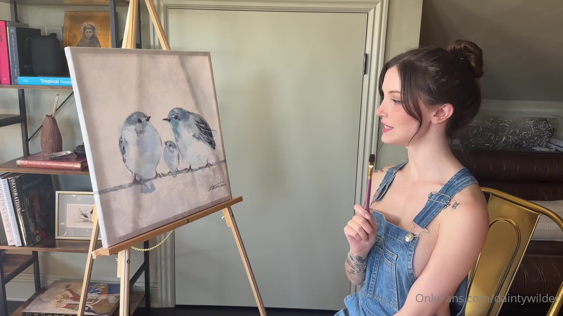 Dainty Wilder Paints And Squirts - Masturbation - Solo - Dildo - Squirting - Tattoos - Dildo Riding - Nude - Dildo Squirt - Solo Masturbation