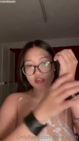 Bow_Than Slaps Her Ass In Handcuffs - BDSM - Striptease - Fetish - Asian - Glasses - Teasing - Moaning - Ahegao - Ass Slapping - Baring