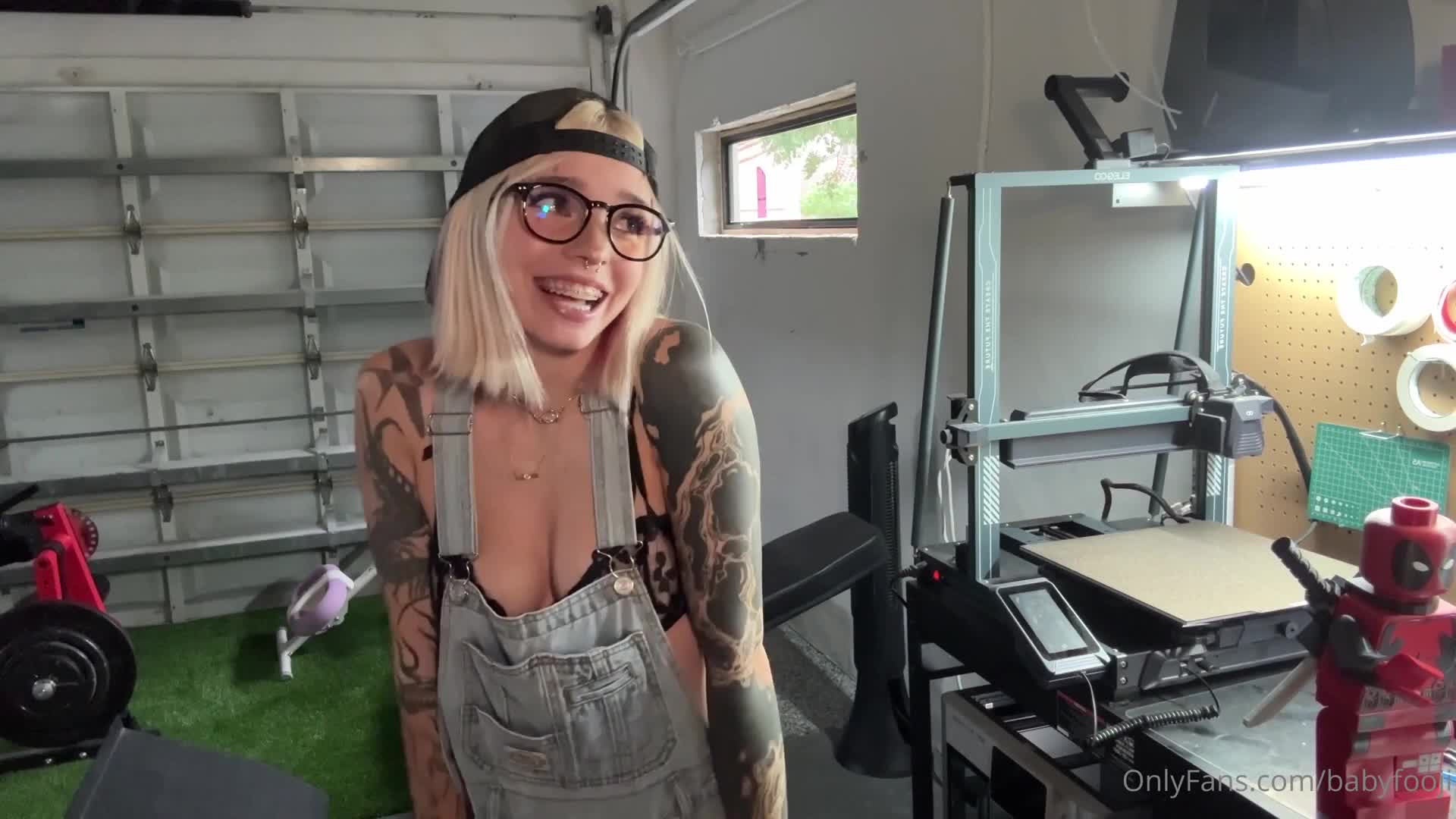 BabyFooji Pleasures Herself Using A Dildo - Masturbation - Blowjob - Orgasm - Dildo - Braces - Nose Piercing - Glasses - Tattoos - Nipple Piercing - Dildo Riding