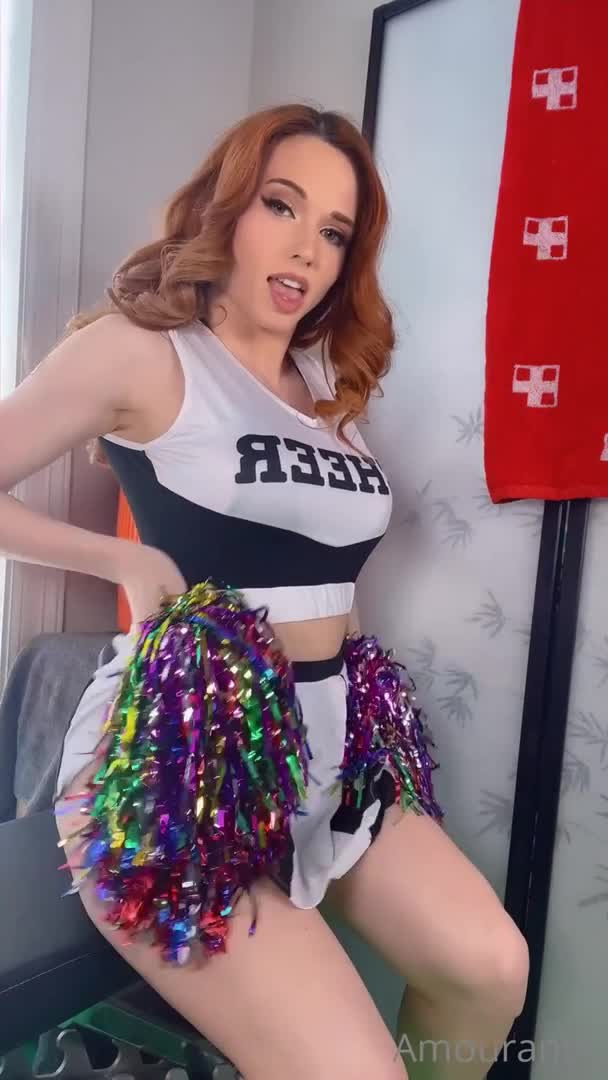 Cheerleader Amouranth Trades Her Pom Poms For A Thick Cock - Cheerleader