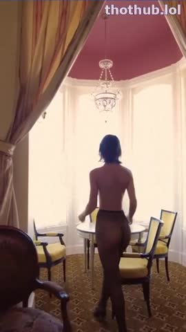 Rachel Cook hotel room - topless in mesh leggings