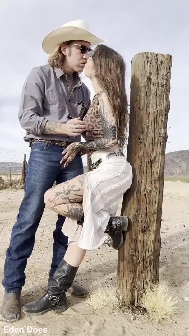 Eden Ivy's Cowboy Outdoor Sex Tape - Sex - Blowjob - Outdoor - Deep Throat - Anal - Fetish - Sex Tape - Tattoos - Vertical Video - Long Hair