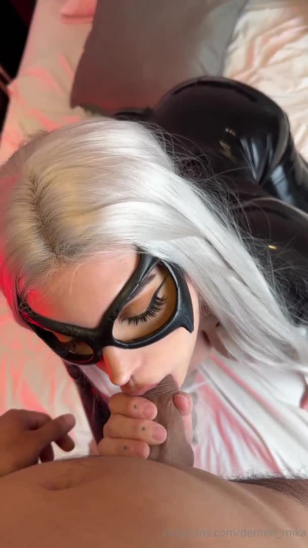 Black Cat Demon Mika Gets Railed - Sex - Blowjob - POV - Big Boobs - Boobs - Ass - Latex - Condom - Cum - Cosplay