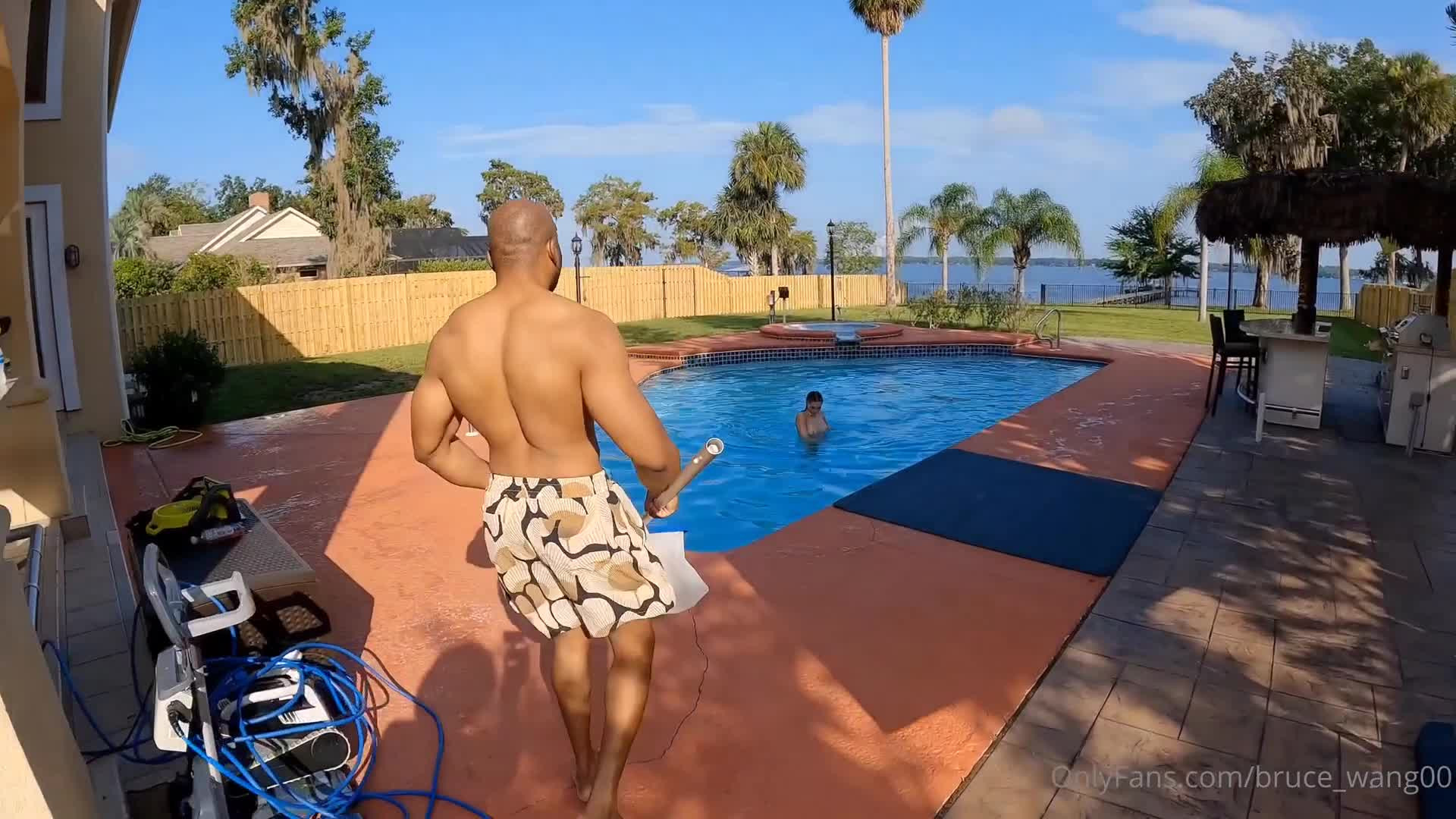 BigBootyBaileyVIP Fucks The Pool Cleaner - Poolside - Bae - Janitor