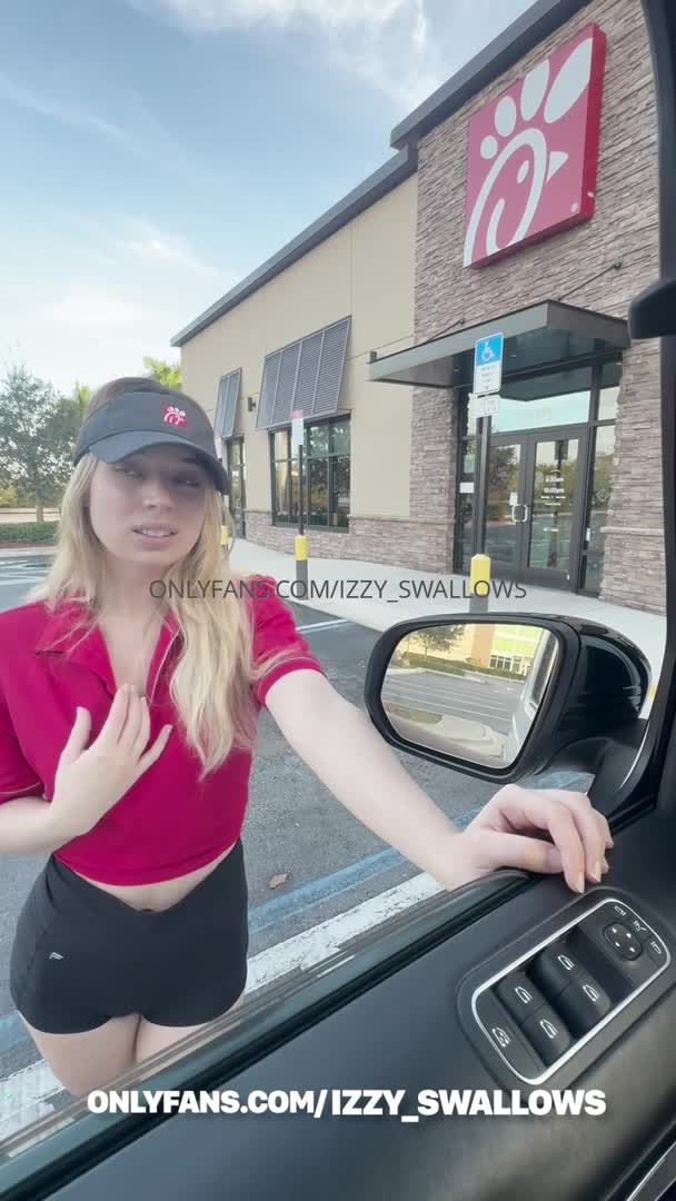 Chick-Fil-A Girl Izzy Swallows Gets BBC Car Sex - BBC - Blowjob - Sex - Outdoor - Spit - Handjob - Sloppy - Reverse Cowgirl - Cowgirl - Cumshot
