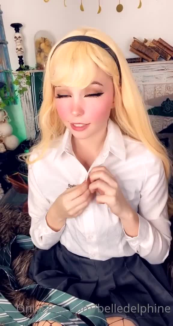 Belle Delphine Strips Her Schoolgirl Outfit - Seduction - Schoolgirl - British - Classmate - Student Roleplay