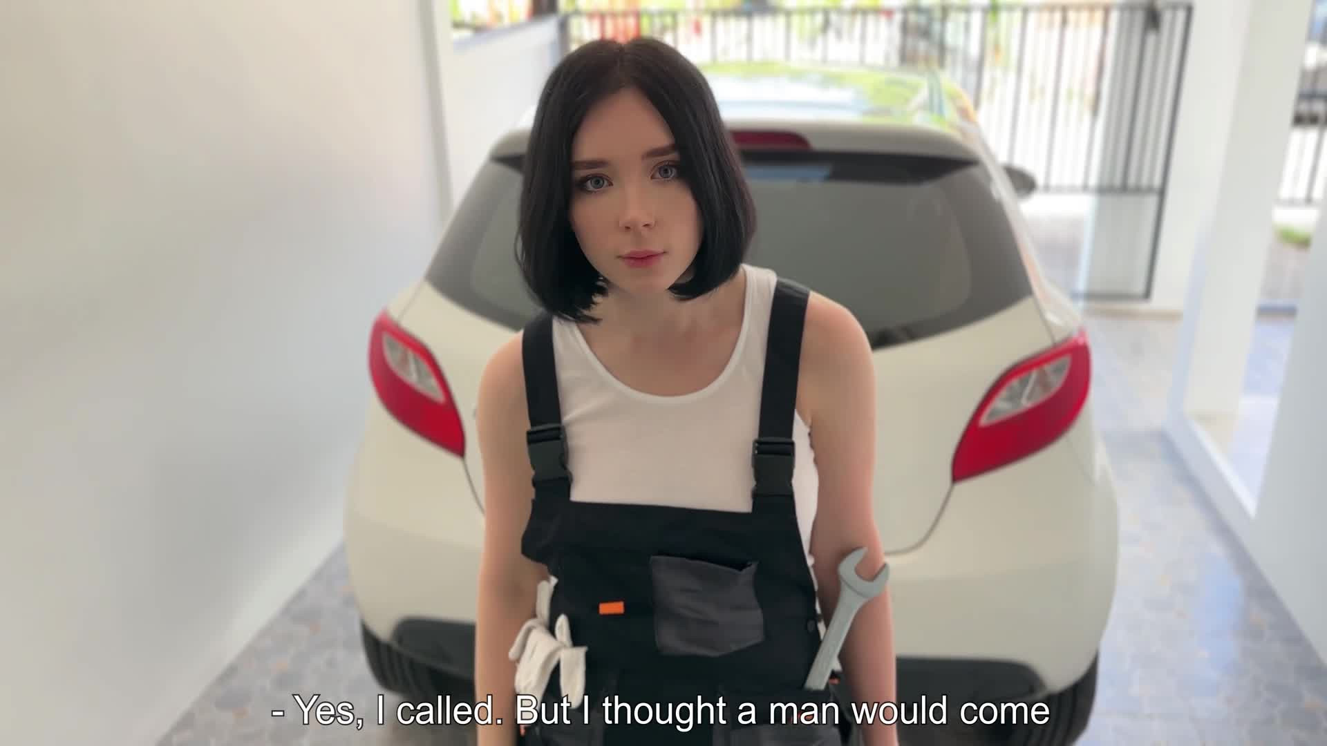Auto Mechanic Sweetie Fox Fucks Her Customer - 4K - Blowjob - Sex - Russian - Roleplay - Customer Roleplay - Brunette - Brunette Cumshot - Brunette Facial - Brunette Blowjob