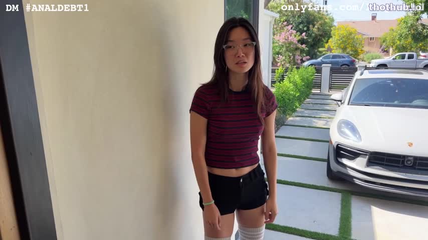 Lucy Mochi - Asian College Girl Pays Debt With All Three Holes