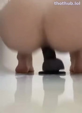Snowbunny training with bbc dildo